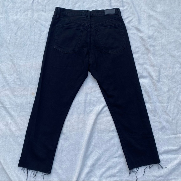 Like New MNG Havana Size 6 Cotton Raw Hem Jeans Black Straight High Waist Crop - Picture 8 of 10